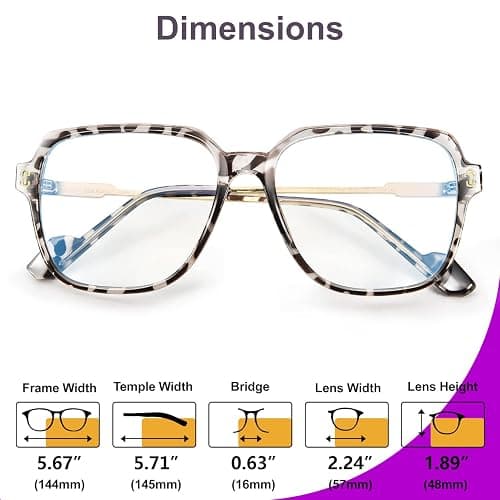 VISOONE Oversized Fashion 99% Blue Light Blocking Glasses for Women REMY | Flexible Metal Temples Extra Wide UV400 HD Clear Lenses Chunky Cute Chic Square Large frame thumbnail 4