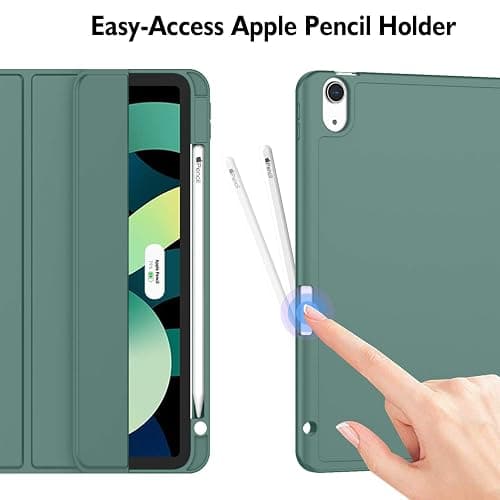 ZryXal iPad Air 11 Inch Case M3 (2025) / M2 (2024), iPad Air 5th (2022) / 4th Generation (2020) 10.9 Inch - Smart Cover with Pencil Holder and Soft TPU Back, Auto Wake/Sleep (New Midnight Green) thumbnail 3