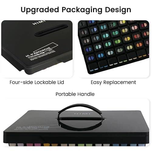 HIMI Gouache Paint Set, 112 Colors x 12g Twin Jelly Cup Design in Carrying Case, Non-Toxic Paint for Canvas and Paper, Perfect for Artists, Student, Opaque Painting (Black) thumbnail 6