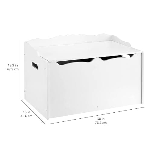Amazon Basics Kids Toy Box, Wooden Organizer Storage Chest,White, 30" x 18" x 19" thumbnail 3