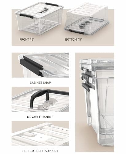 WYT Clear Storage Latch Bins, 6-Pack Storage Organizer Box with Handle and Lids, 5-Litre thumbnail 4