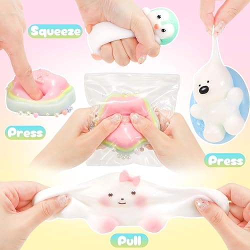 NINAOR Squishy Fidget Toys 4Pcs, Cute Penguin Bunny Pool Dog Squeeze Sensory Toys for Kids Stress Relief Gifts Treasure Box Toys for Classroom Birthday Party Favors Easter Stocking Stuffers for Teens thumbnail 4