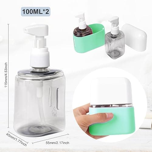 Yamadura Travel Bottles for Toiletries, TSA Approved, 2 Pack Refillable Pump Bottles, Green thumbnail 2