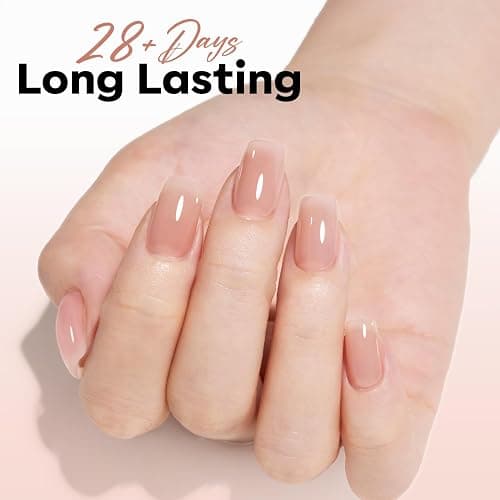 modelones Nude Gel Polish Jelly Natural Pink Gel Nail Polish | French Tip Base Color Translucent Soak Off U V Soap Nails for Nail Art Manicure at Home 15ML thumbnail 5