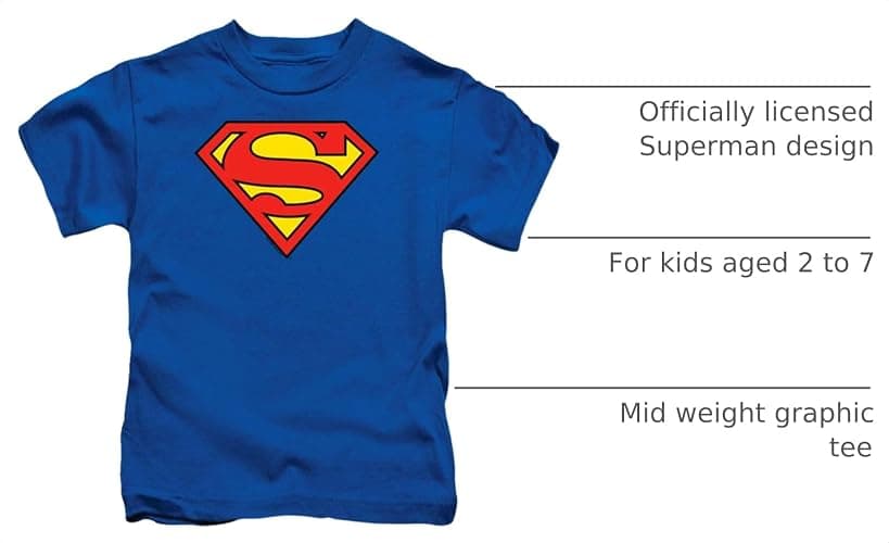 Popfunk Classic Toddler Kids Superman Classic Logo Unisex Boy Girl Short Sleeve Graphic T-Shirt (4T) thumbnail 4