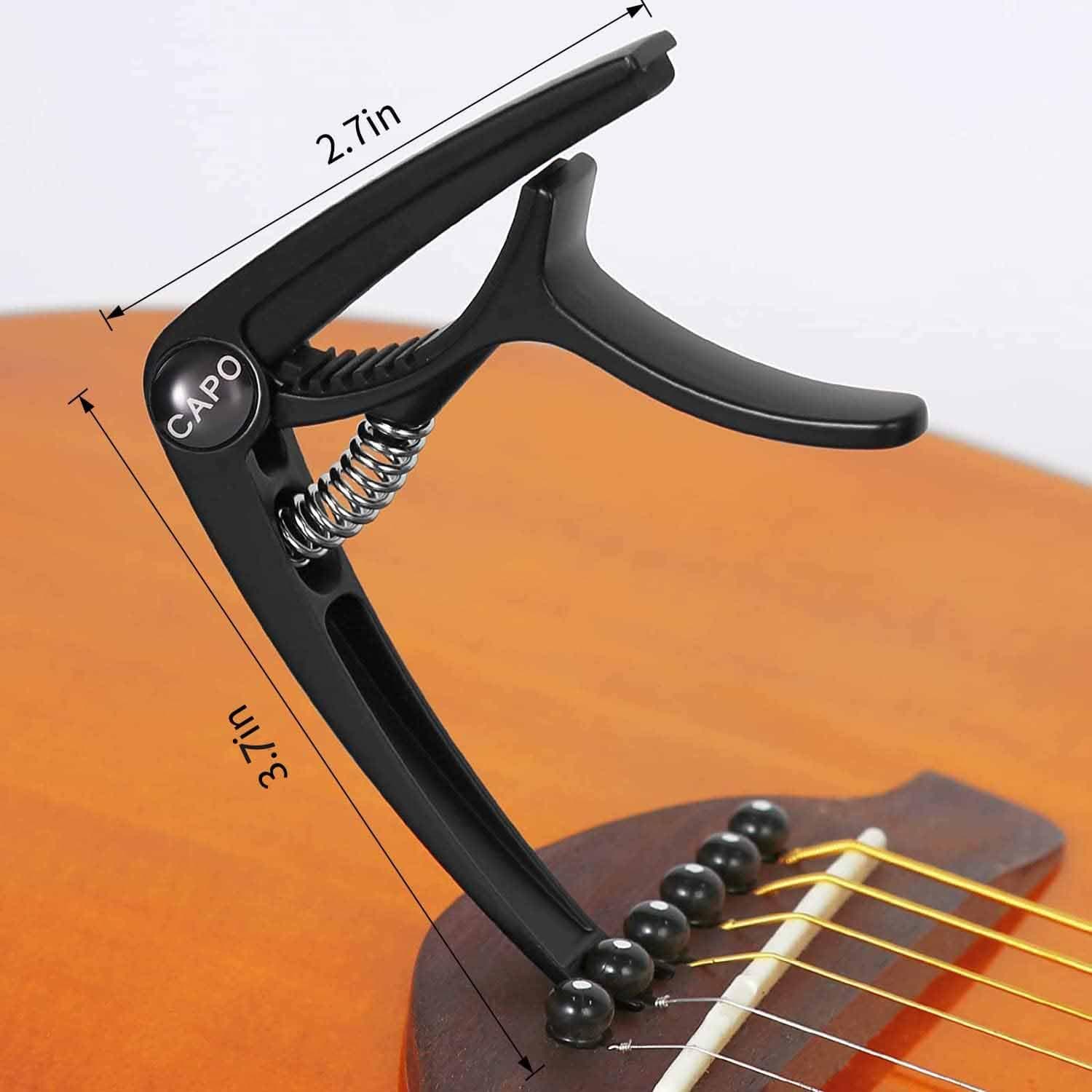 Guitar Capo, 6 String Acoustic and Electric Guitar Clip, Guitar Kapo Accessories for Classical Guitar, Ukulele, Mandolin and Banjo (Black) thumbnail 2