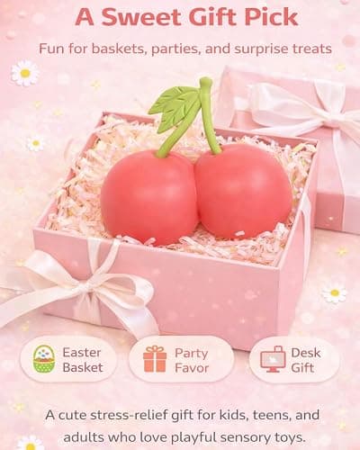 Jumbo Squishy Cherries 5.5 Inch, Giant Slow Rising Fruit Stress Toy, Realistic Sensory Fidget Food for Anxiety Relief, Large Soft Squeeze Ball for Kids Adults, Cute Desk Decor(Type b) thumbnail 6