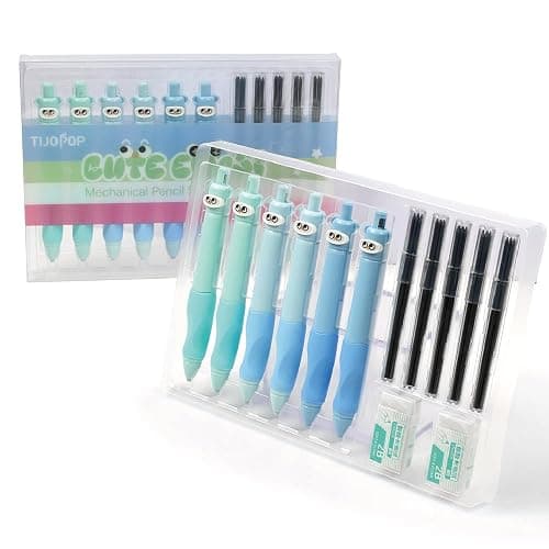 TIJOPOP 6PCS Cute Mechanical Pencils 2.0MM with Comfort Ergonomic Grip, 25PCS Leads,2PCS Erasers,Cute Stationery Kit for Writing, Sketching & Drawing,Ideal for Gift - Image 1