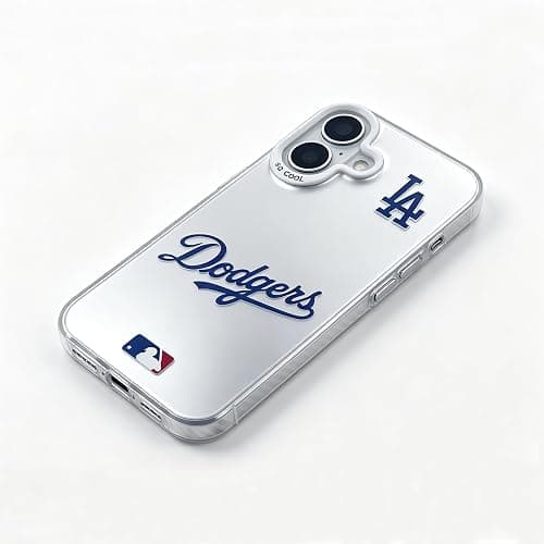 KOYOEY MLB Los Angeles Dodgers Phone Case, Shockproof Protective Cover for iPhone 16, Silver-Plated Back with Raised Camera Protection, LA Dodgers Gift - Image 1