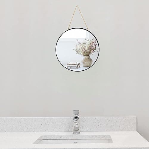 YCHMIR Small Round Wall Mirror,Bathroom Mirror (Black, 11.8 in.) thumbnail 4