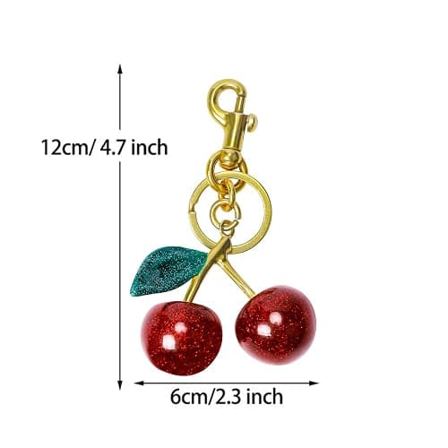 FASTFAIRY Keychain Cherry Bag Charms Purse: Key Chains Women Cute - Car keyrings leather handbags - Valentines Day Gifts thumbnail 3