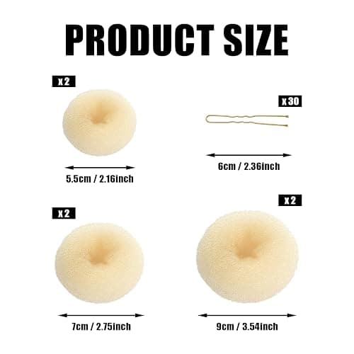 CORTNEY Hair Donuts for Buns Maker Set, 6 Pcs Beige Hair Bun Ring Maker, 30 Pcs Blonde U Shaped Hair Pins, for Doughnuts Chignon Hair Styles, Ballet Dancers Kids Girls and Women thumbnail 2