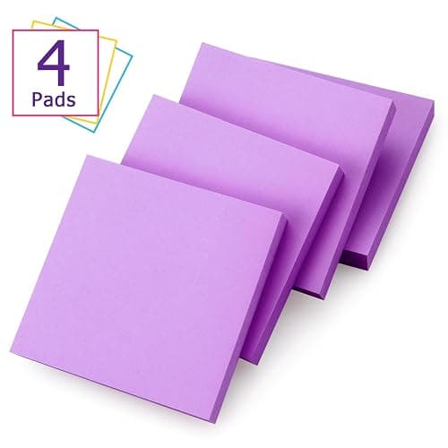 Sticky Notes 3x3 Self-Stick Notes Bright Colors Sticky Notes 4 Pads 100 Sheets/Pad (Purple) - Purple thumbnail 4