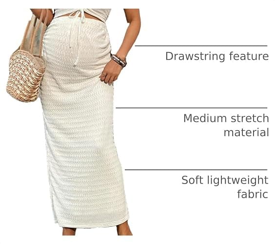 Milumia Women's Maternity 2 Piece Outfits Tank Top Bodycon Maxi Skirt Sets | Pregnant Dress Summer Outfit, Textured, Drawstring Tie Knot, Going Out, Maternity Photoshoot Outfits thumbnail 4