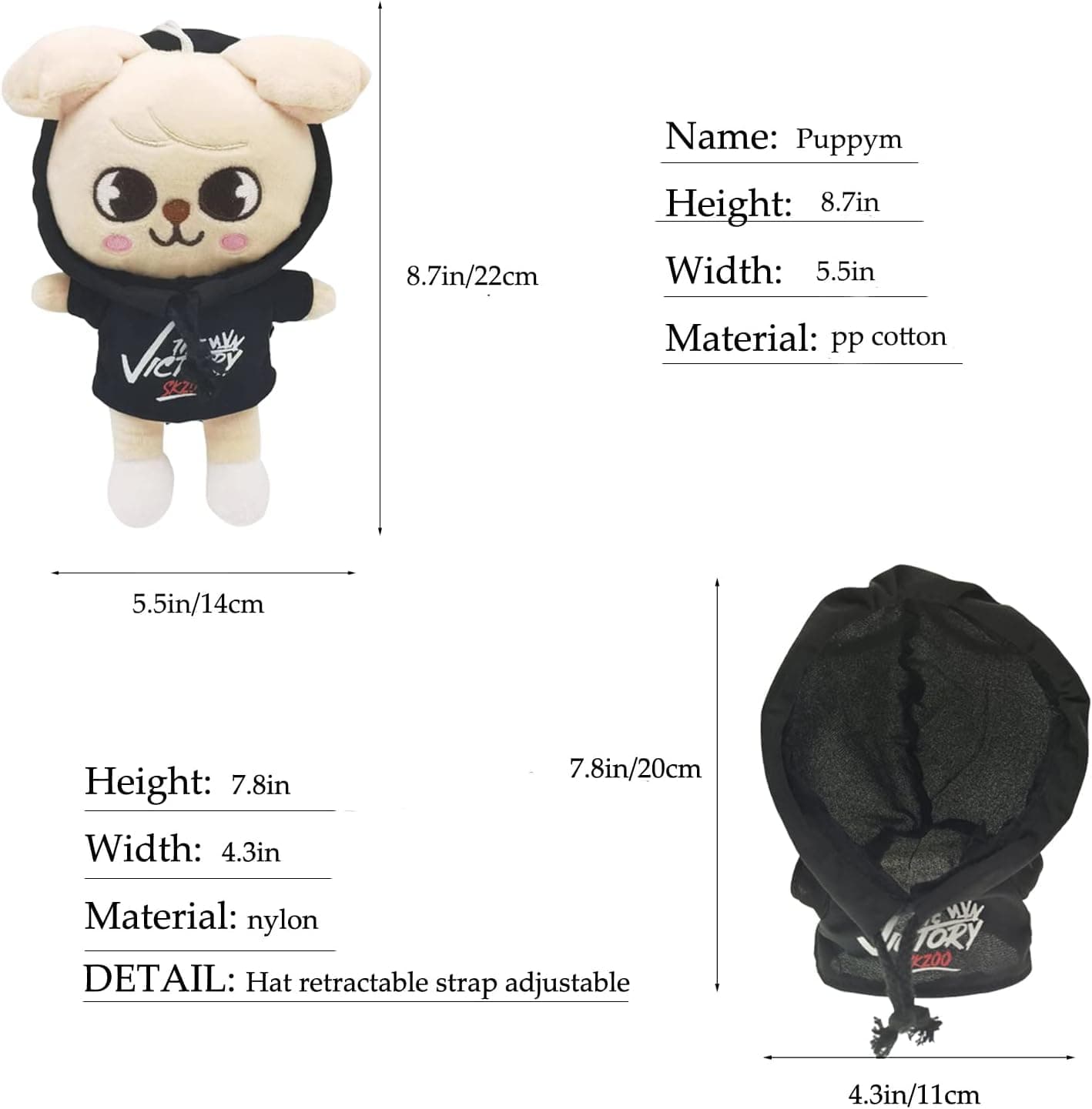 Cute Stray Kids Plush,9.8In Kawaii Skzoo Plush Toys,Creative Soft Stuffed Cartoon Plush Toy Gift Toys for Kids Fans (Puppym) - Puppym thumbnail 3