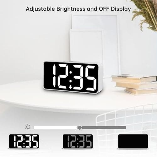 DreamSky Small Digital Alarm Clock for Bedroom, Large Big Numbers Display with Brightness Dimmer, Electric Bedside Desk Clock with USB Charging Port, Adjustable Alarm Volume, USB-C Adapter Powered thumbnail 5