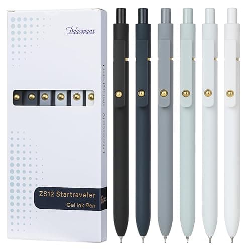 Ddaowanx Gelstifte, 0,7 mm, schnell trocknende schwarze Tinte, feine Spitze, glattes Schreiben, Büro-, Schulbedarf, Geschenke für Damen und Herren (6 x Schwarz, Weiß, Grau, Schwarz) - Image 1