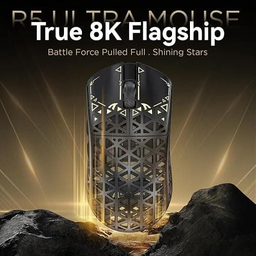 ATTACK SHARK R5Ultra 8K Carbon Fiber Wireless Gaming Mouse with 42000 DPI -PAW3950 MAX Sensor -39g Ultra-Lightweight-Nordic 52840 MCU Chip-Wired/BT/2.4GHz Wirelss Programmable Mouse for PC/Mac (Black) thumbnail 5