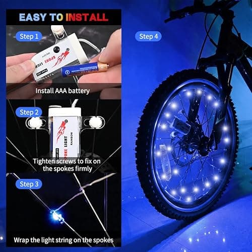 TINANA 2 Tire Pack LED Bike Wheel Lights Ultra Bright Waterproof Bicycle Spoke Lights Cycling Decoration Safety Warning Tire Strip Light for Kids Adults Night Riding thumbnail 4