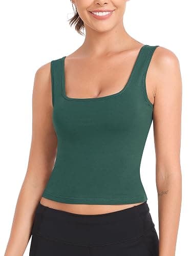Joviren Cotton Workout Crop Tank Top for Women Racerback Yoga Tank Tops Athletic Sports Shirts Exercise Undershirts 4 Pack thumbnail 2