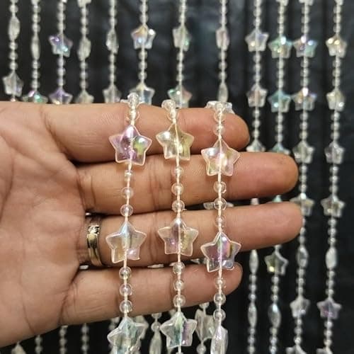 ave split Beaded Curtain Doorways Star Acrylic Hanging Door Beads String Curtains Tassel Room Divider Screen Decor for Doorway Window Living Room Wedding 049Star (Shiny Transparent Stars) thumbnail 5