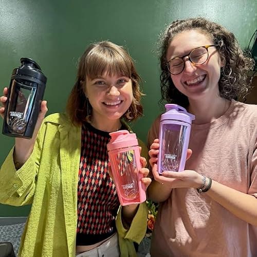 Moonlight Makers Set of 3 Cute 16oz Protein Shaker Bottle, Steel Whisk Ball - Leakproof, Dishwasher Safe Gym Bottle, Shaker Cups for Protein Shakes, Preworkout Drinks Mixer Cup - Pink, Green, Purple thumbnail 2