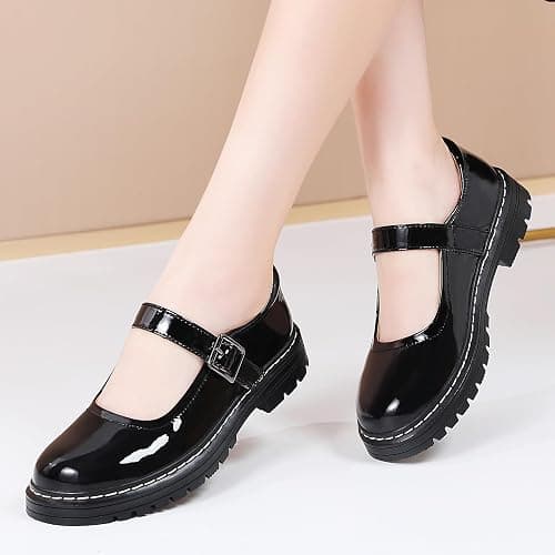 Mary Jane Shoes Women Platform Non-Slip Classics Round Toe Ankle Strap Comfort Casual Oxford Dress Work Mary Jane Flat Shoes thumbnail 7