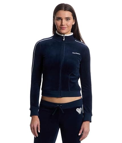 Juicy Couture womens Heritage Mock Neck Track Jacket With Back Graphic - Image 1
