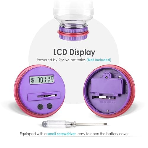 Large Piggy Bank for Adults Kids, Vcertcpl Digital Coin Counting Bank with LCD Counter, 1.8L Capacity Coin Bank Money Jar for Adults, Designed for All US Coins (Purple) thumbnail 7