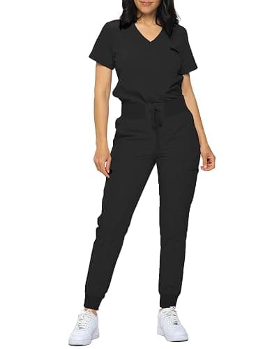 Monarch Uniforms Slim Fit Stretchy Scrubs Women's Jogger Scrub Set Slim Jogger Scrubs with Tuck-In Top for Women - Image 1