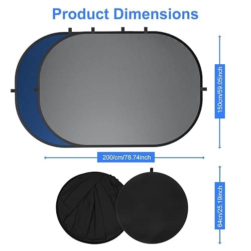 SEDGEWIN Blue Grey Background 5x7ft, 2 in 1 Collapsible Reversible Pop Up Backdrop Double Sided Panel Blue Chromakey Screen for Photography Photo Studio with Carry Bag thumbnail 4