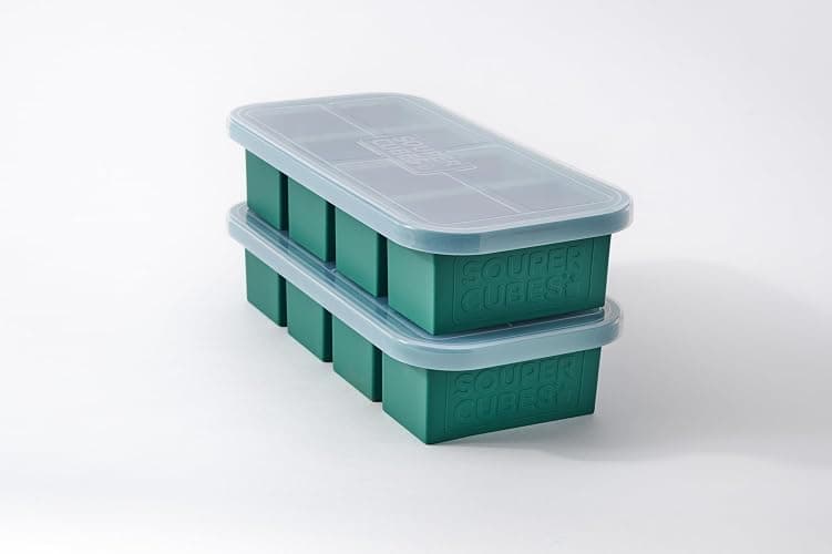 Souper Cubes 1 Cup Silicone Freezer Tray with Lids, Perfect for Storing Broth, Leftovers, Rice, Sauce and More, Silicone Soup Freezer Molds for Meal Prepping - Kale - 2-Pack - Image 1