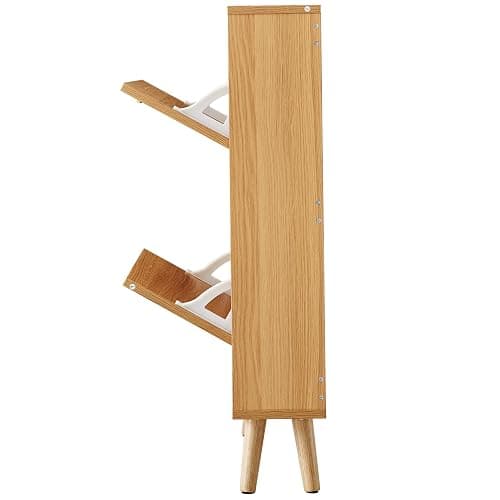 VEVOR Shoe Cabinet with 2 Flip Drawers, Shoe Storage Cabinet for Entryway, Free Standing Shoe Storage Organizer with Rattan Doors for Heels, Boots, Slippers in Hallway, Living Room - 23.62"D x 6.61"W x 34.53"H thumbnail 11