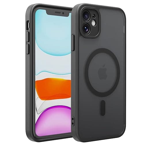 EUMADOVE for iPhone 11 Case [Compatible with Magsafe] Translucent Matte Phone Cover, [10 FT Military Grade Drop Protection] Slim Durable Shockproof Protective Bumper (Black Magnetic, iPhone 11) - Image 1