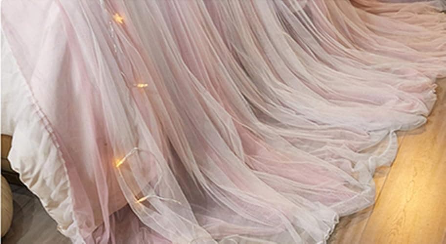 VETHIN Bed Canopy Princess for Girls,Bed Canopy Curtain Double Layer Sheer Mesh Dome Bed Curtain- Round Lace Princess Mosquito Net Tent for Twin Full Queen King Bed(Pink/White) thumbnail 7