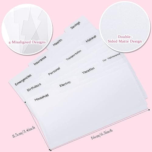 Frienda Cash Envelope Wallet PU Leather 7 x 3.5 Inch Reusable Budget Money Pouch Envelope Organizer 8 Cash Dividers 2 Sheets Category Sticker Labels for Wallets Bill Planner(Pink,Classic) thumbnail 3