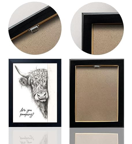 Funny Highland Cow Bathroom Wall Art - Rustic Farmhouse Wall Decor with Humorous Are You Pooping Canvas Print, Cute Animal Canvas Art for Restroom - Black Framed Cow Pictures Wall Decor Ready to Hang 8"x10" thumbnail 4