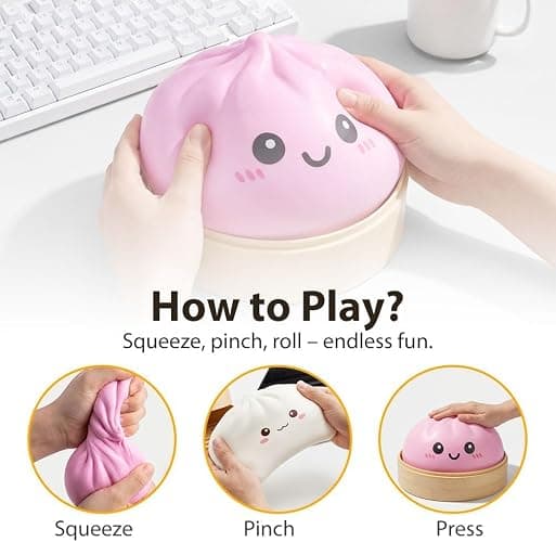 Giant Dumpling Cute Squishy Jumbo Size,4/ 6/10 InchSoft Slow Rising Stress Ball, Large Dumpling Cute Squishy for Desk Office Home Study Adults, Fun Fidget Item for Stress Relief (Cololful, 4inch) thumbnail 3