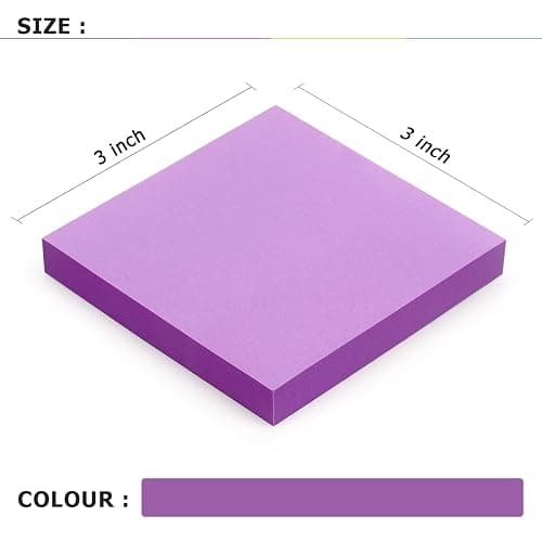 Sticky Notes 3x3 Self-Stick Notes Bright Colors Sticky Notes 4 Pads 100 Sheets/Pad (Purple) - Purple thumbnail 3