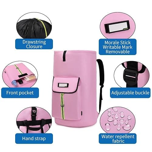 SUOVOCK laundry bag backpack,extra-large heavy duty laundry bags,laundry backpack for college students,drawstring closure (Light Pink Laundry Bag) thumbnail 4
