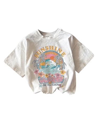 RoseSeek Girl's Graphic Print Tee Shirt Round Neck Short Sleeve T Shirts Summer Cute Trendy Tops - Image 1