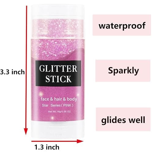 MEICOLY Pink Body Glitter Stick,Pink Face Glitter Sparkly Hair Glitter,Pink Accessories for Spirit Week,Singer Concerts Lover Heart Glitter Makeup,Mermaid Glitter Face Paint,Waterproof thumbnail 3