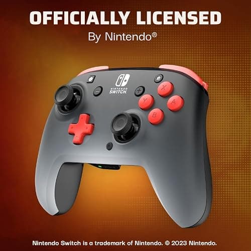 PDP REMATCH Enhanced Wireless Nintendo Switch Pro Controller, Rechargeable 40 hour battery power, Dual Programmable Gaming Buttons, 30-foot Connection, Licensed by Nintendo: Black Fade (Red & Black) thumbnail 4