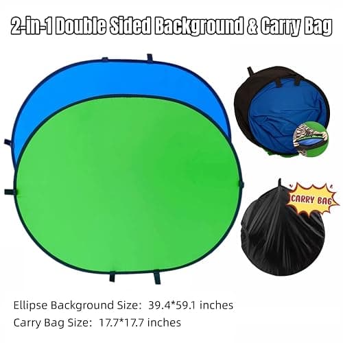 Blue Green Screen Backdrop Double Sided Collapsible Greenscreen Backdrop with Carrying Bag,Portable Pop Up Green Screen Background for Streaming Webcam 39.4 * 59.1" thumbnail 3