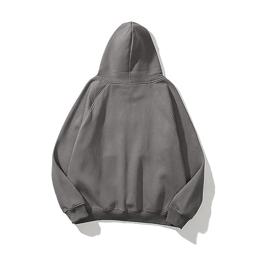 Lauweion Women Solid Basic Fleece Letter Loose Hoodie Sweatshirt Long Sleeve Kangaroo Pocket Drop Shoulder Pullovers Top thumbnail 2