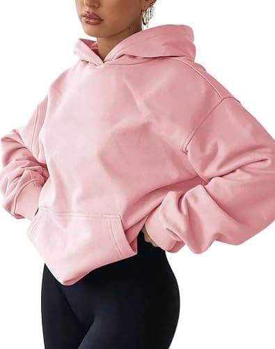 TICTICMIMI Women's Hoodies Sweatshirts Cute Long Sleeve Tops Loose Fleece Pullover Shirts with Pocket - X-Large - Pink thumbnail 3