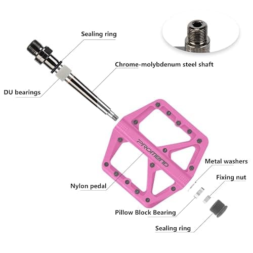Mountain Bike Pedals - Durable Nylon DU Bearing Platform Pedals for MTB and BMX thumbnail 5