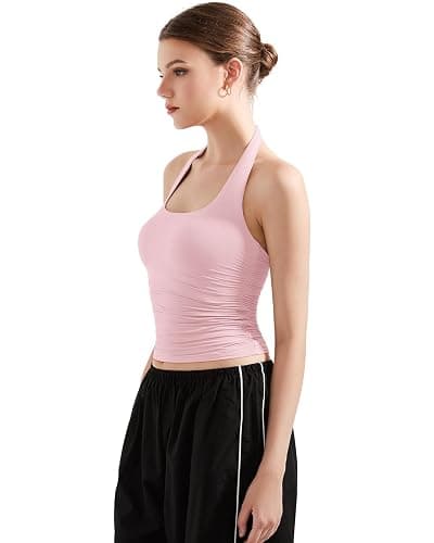 SUUKSESS Women Halter Tank Tops Double Lined Backless Y2K Trendy Going Out Tops thumbnail 3
