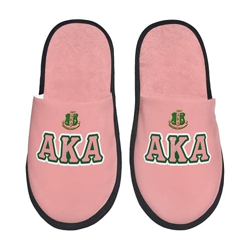 AKA Girls Sorority Warm Slippers Anti-Slip House Shoes Comfortable Cotton Slippers Bedroom Indoor Gift For Women Mom Ladies thumbnail 5