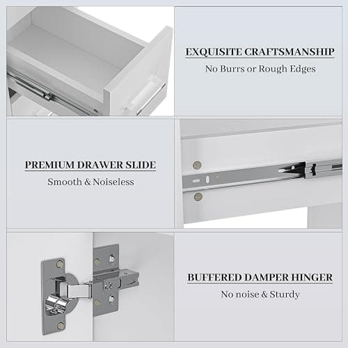 White Nail Desk for Nail Tech,Acetone-Resistant Manicure Table Nail Tech Desk with Drawers Nail Tech Table Station Storage Cabinet, Open Drawer, Wrist Pad, Metal Legs, for Beauty, Salon, Spa Makeup thumbnail 8